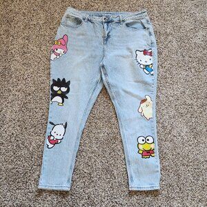 Hello Kitty Light Wash Straight Leg Jeans with Sanrio Character Patches